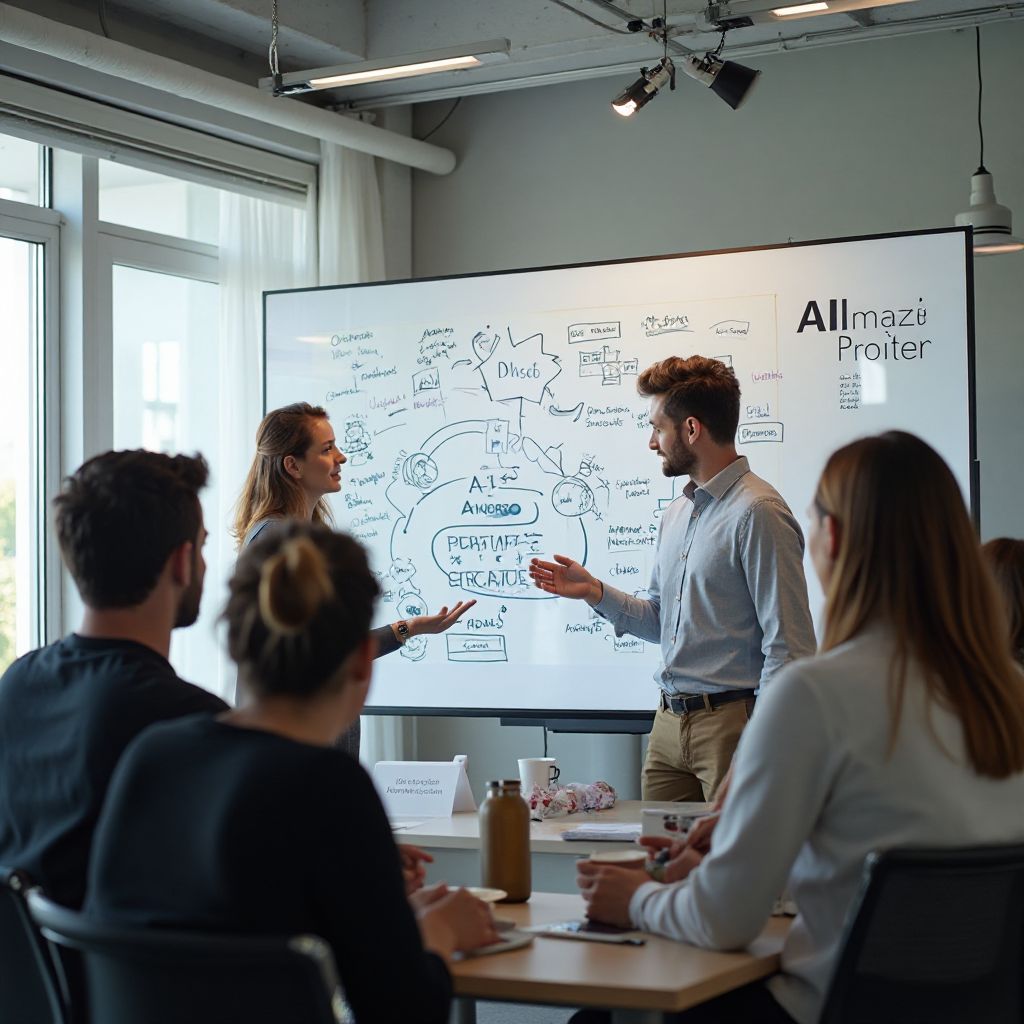 Echipa IA România în timpul unei sesiuni de brainstorming strategic
