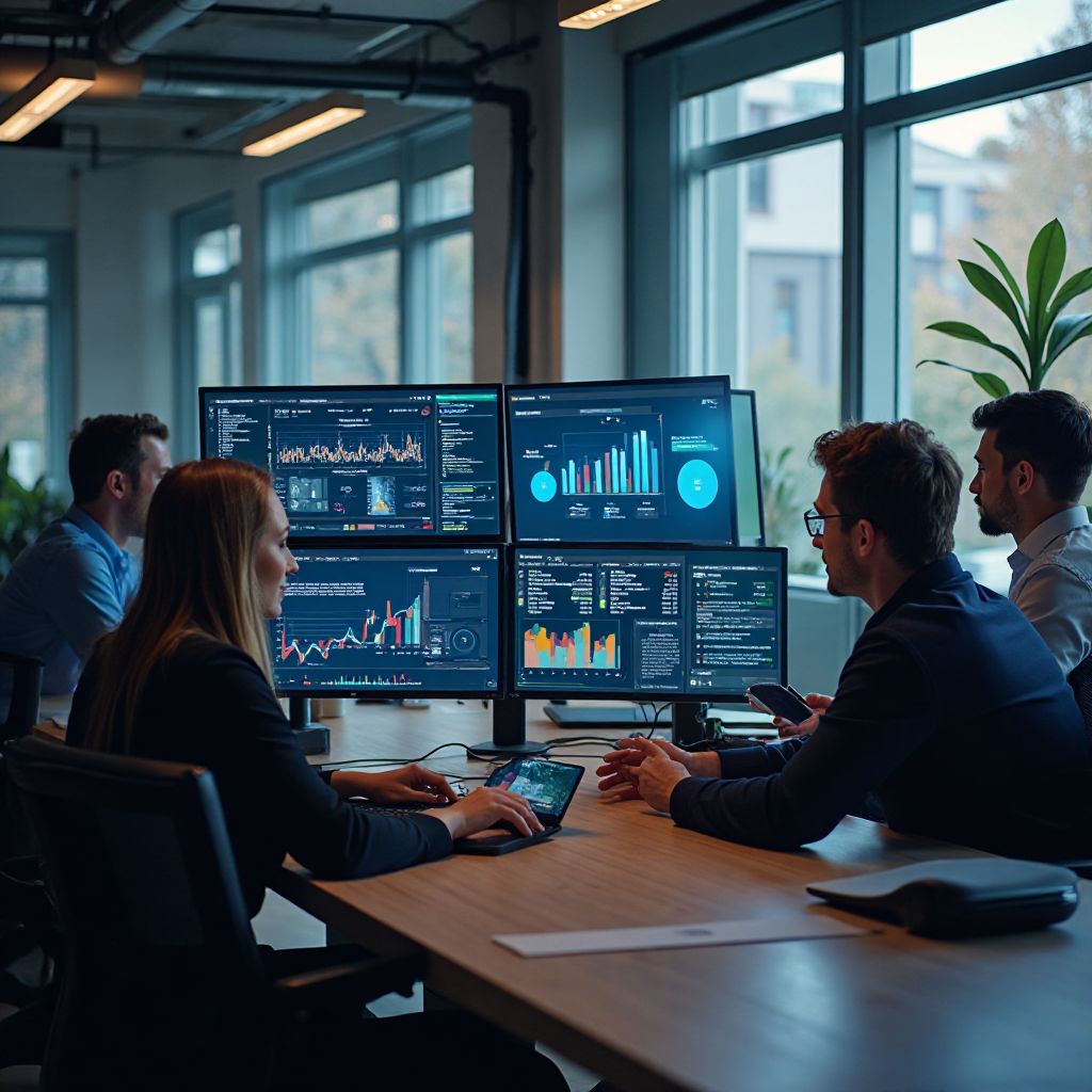 Echipa noastră de data science lucrând la un proiect